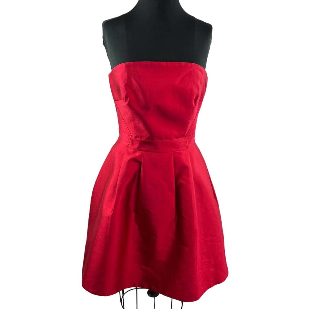 Vineyard Vines Red Silk Cotton Fit & Flare Strapless Mini Cocktail Dress Size 2